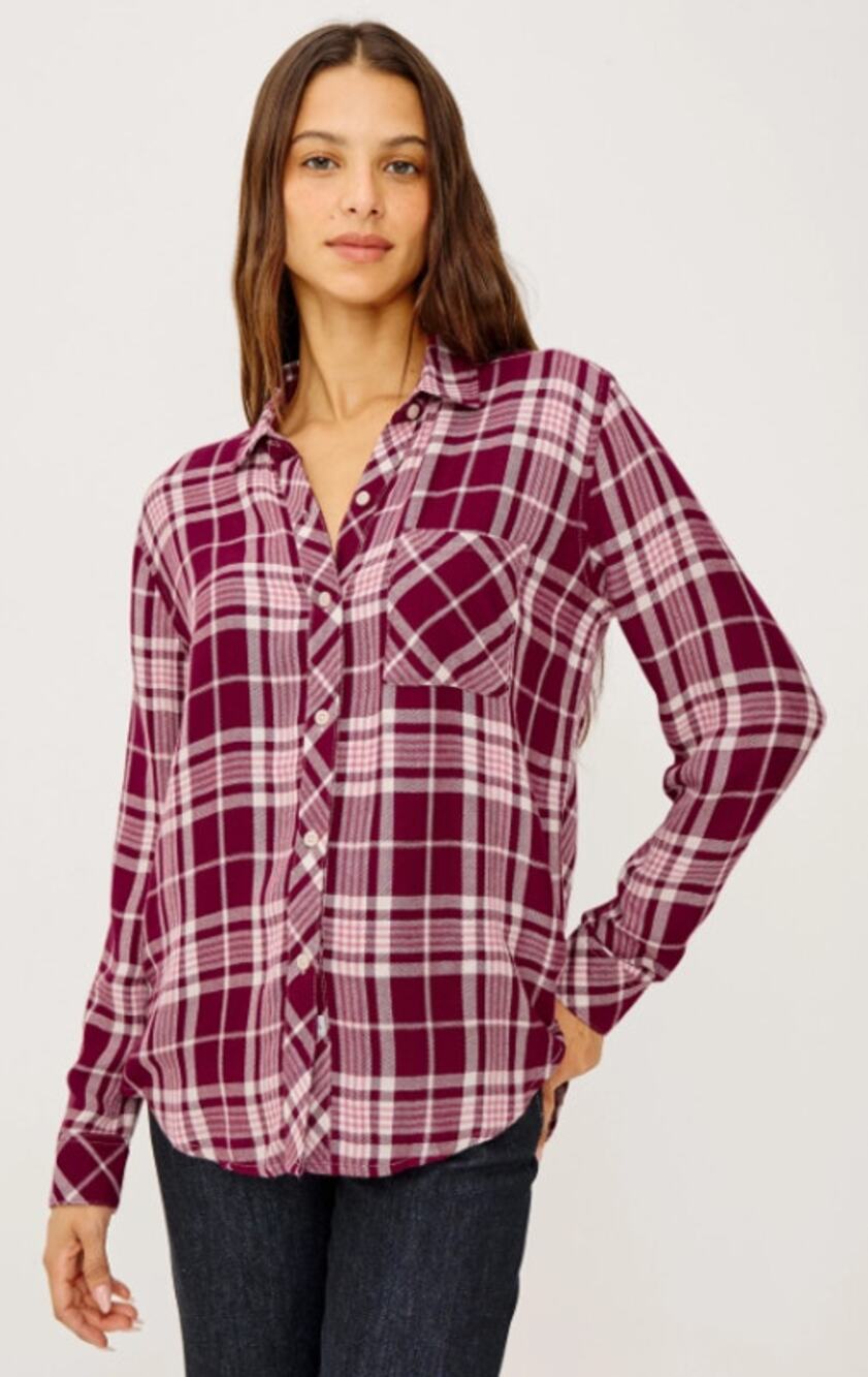 Rails Hunter Shirt Winter Berry Button Up Tartan Plaid Western Blouse Women's S